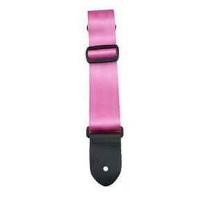 PERRIS NWS30-1692 2" PINK SEATBELT w/ LEATHER ENDS GUITAR STRAP