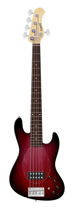 Sadowsky MetroLine 21-Fret Vintage M Bass, Red Alder Body, Morado Fingerboard, 5-String - Burgundy Blackburst Transparent Satin SML21MV5 41 ALD FR